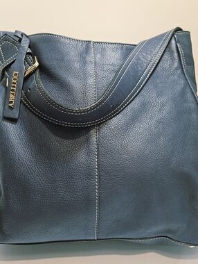 NWOT Alberto Bellucci Italy Navy Blue Genuine Leather Hobo Shoulder Bag Handbag
